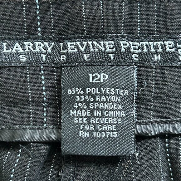 Larry Levine Petite Black White Pinstriped Pants Size 12P - Picture 5 of 11